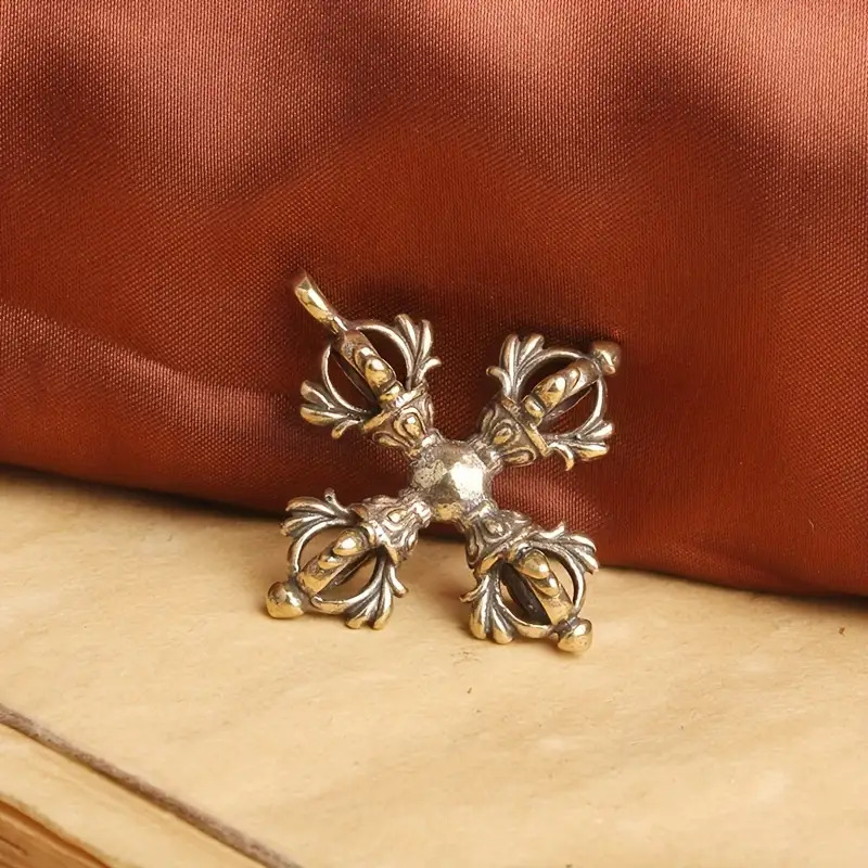 3pcs Vintage Brass Cross Vajra Pendant